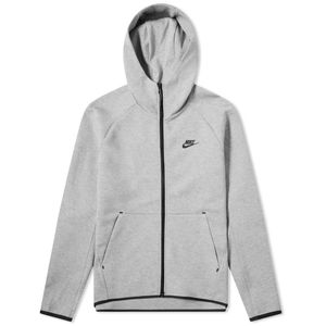 Nike – Tech – er Kapuzenpullover aus Fleece mit durchgehendem Reißverschluss in Grau für Herren