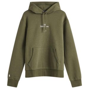 Polo Ralph Lauren Green Double Knit Embroidered Script Logo Hoodie for men