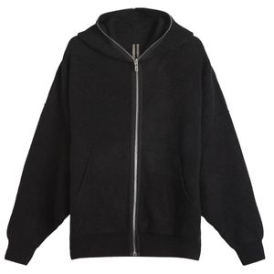 Rick Owens Black Alpaca Gimp Hoodie for men