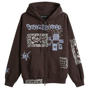 YESEYESEE Brown Scanned Zip-Up Hoodie