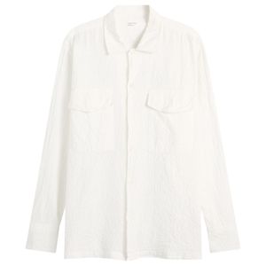 Universal Works White Arten Seersucker Attendant Overshirt for men