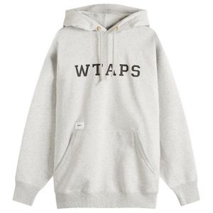 (w)taps White Academy Logo Hoodie for men