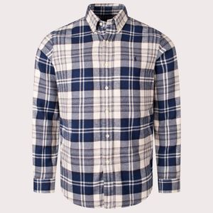 Polo Ralph Lauren Blue Custom Fit Plaid Brushed Flannel Shirt for men