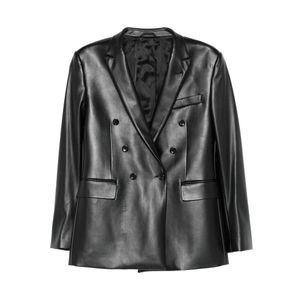 Reveres 1949 Black Double-Breasted Leather Jacket for men