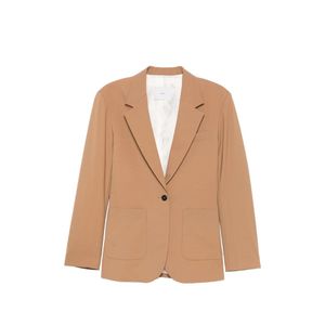 Covert Brown Single-Breasted Patch-Pocket Blazer