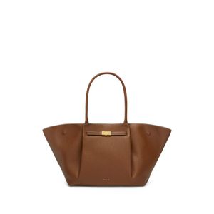 DeMellier London Brown The New York Contrast-Stitching Leather Tote Bag