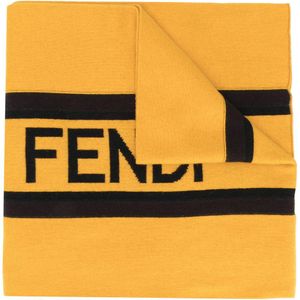 Fendi Intarsien-Schal mit Logo in Gelb für Herren