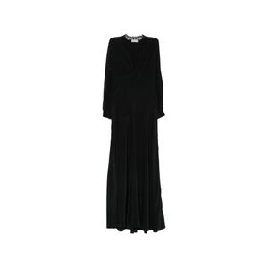 Rixo Black Lace-Trim Long-Sleeve Dress