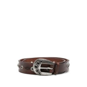 Orciani Brown Embellished Engraved-Buckle Belt for men