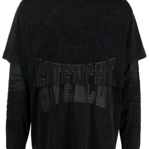 Givenchy Blue Logo-Embroidered Long-Sleeve T-Shirt for men