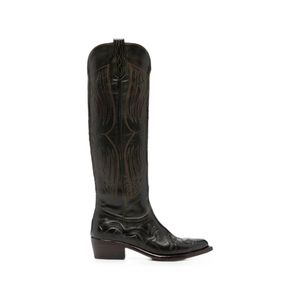 Eraldo Black Leather Cowboy Boots