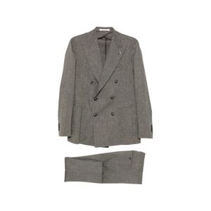 Tagliatore Grey Double Breasted Suits for men