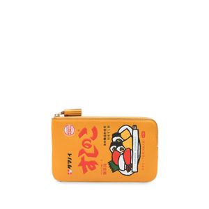 Anya Hindmarch Orange Sushi No Ko Graphic-Print Leather Clutch Bag