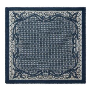 Etro Blue Wool Scarf With Tie Motif for men