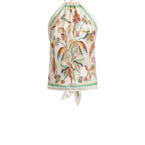 Etro White Silk Top With Halterneck And Paisley Foliage Motif