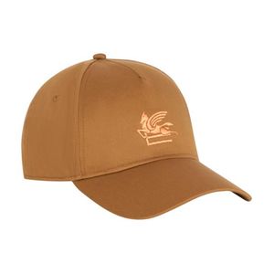 Etro Brown Cotton Baseball Hat With Pegaso Embroidery for men