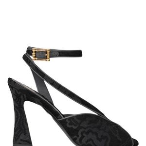 Etro Black High-Heeled Jacquard Sandals With Paisley Motif