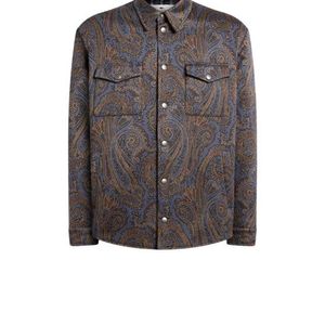 Etro Grey Cotton-Blend Jacquard Overshirt With Paisley Motif for men