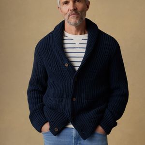 Faherty Brand Blue Pima Cotton Cardigan for men