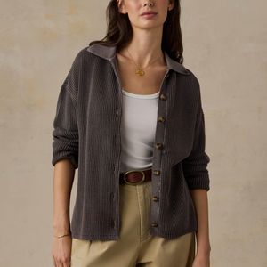 Faherty Brand Brown Sunwashed Cotton Sweater Polo