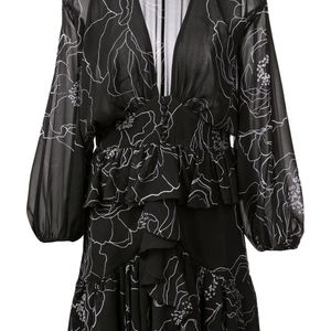 Shona Joy Floral Print Mini Dress in het Zwart