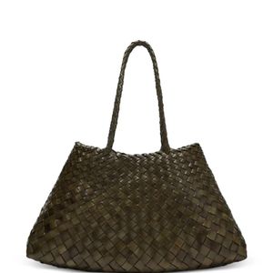 Dragon Diffusion Green Woven Plait Leather Shoulder Bag