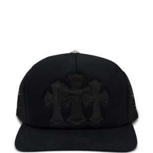 Chrome Hearts Black Triple-Cross Trucker Baseball Cap for men