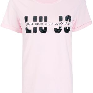 Liu Jo スパンコール ロゴ Tシャツ ピンク