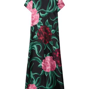 LaDoubleJ Green Swing Floral Midi Dress