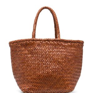 Dragon Diffusion Brown Small Grace Woven Leather Tote Bag