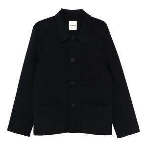 Sandro Black Buttoned Patch-Pocket Jacket for men