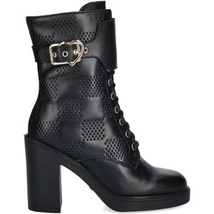 Love Moschino Black Heart-Buckle Heeled Boots