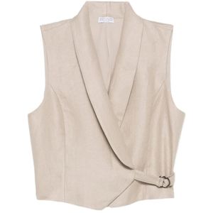 Brunello Cucinelli White Buckle-Fastening Waistcoat