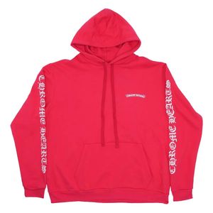 Chrome Hearts Red Scroll Logo Hoodie for men