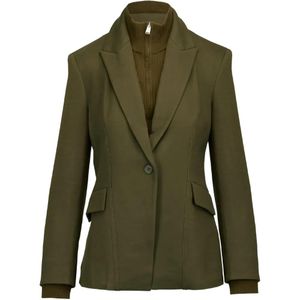 Jonathan Simkhai Green Auden Knit Combo Layered Blazer