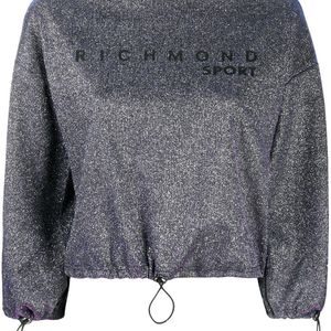 John Richmond Lila Sweatshirt im Metallic-Look