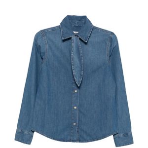 FRAME Blue Clementine Pussy-Bow Denim Shirt