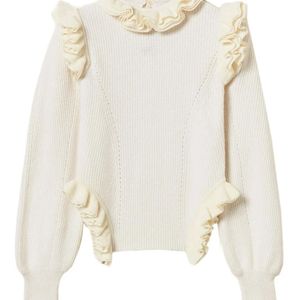 Twinset White Ruffled-Trim Jumper