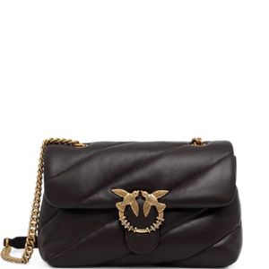 Pinko Black Love Birds Quilted Shoulder Bag