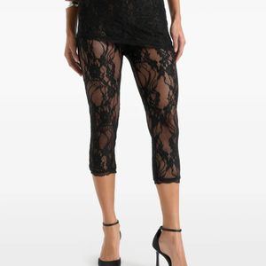Manière De Voir Black Aimée Lace Asymmetric Capri Leggings