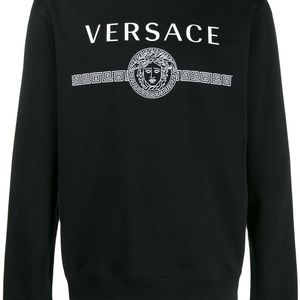 メンズ Versace ロゴ スウェットシャツ ブラック