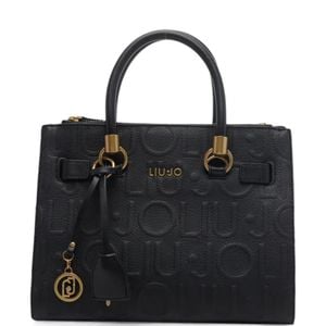 Liu Jo Black Logo-Embossed Tote Bag