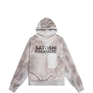 Satoshi Nakamoto White Cargo Hoodie for men