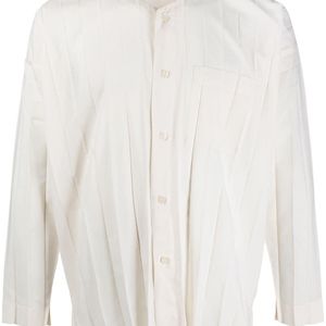 Chemise plissée à design sans col Homme Plissé Issey Miyake pour homme en coloris Blanc