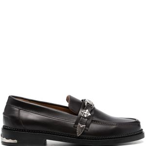 Toga Virilis Black Logo-engraved Leather Loafers for men