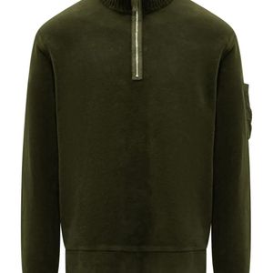 C P Company Green Half-Zip Pocket Sweatshirt for men