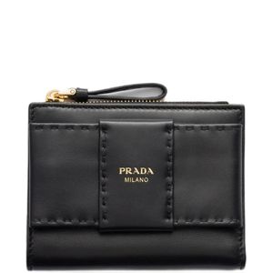 Prada Black Small Nappa-Leather Wallet With Bow