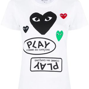 COMME DES GARÇONS PLAY White Logo-Print Heart-Motif T-Shirt