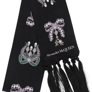 Alexander McQueen ビジュープリント スカーフ ブラック