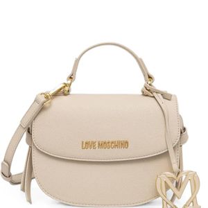 Love Moschino Natural Logo-Plaque Heart-Charm Tote Bag